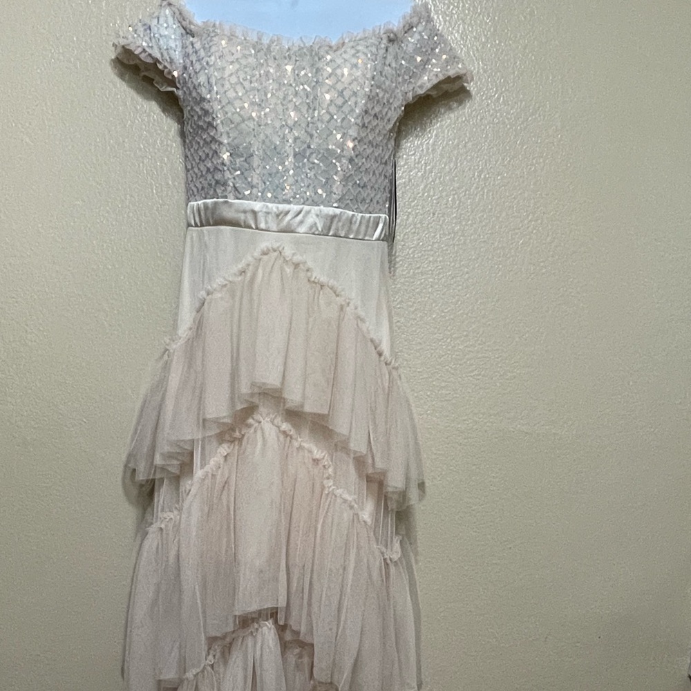 Elegant Champagne Layered Gown